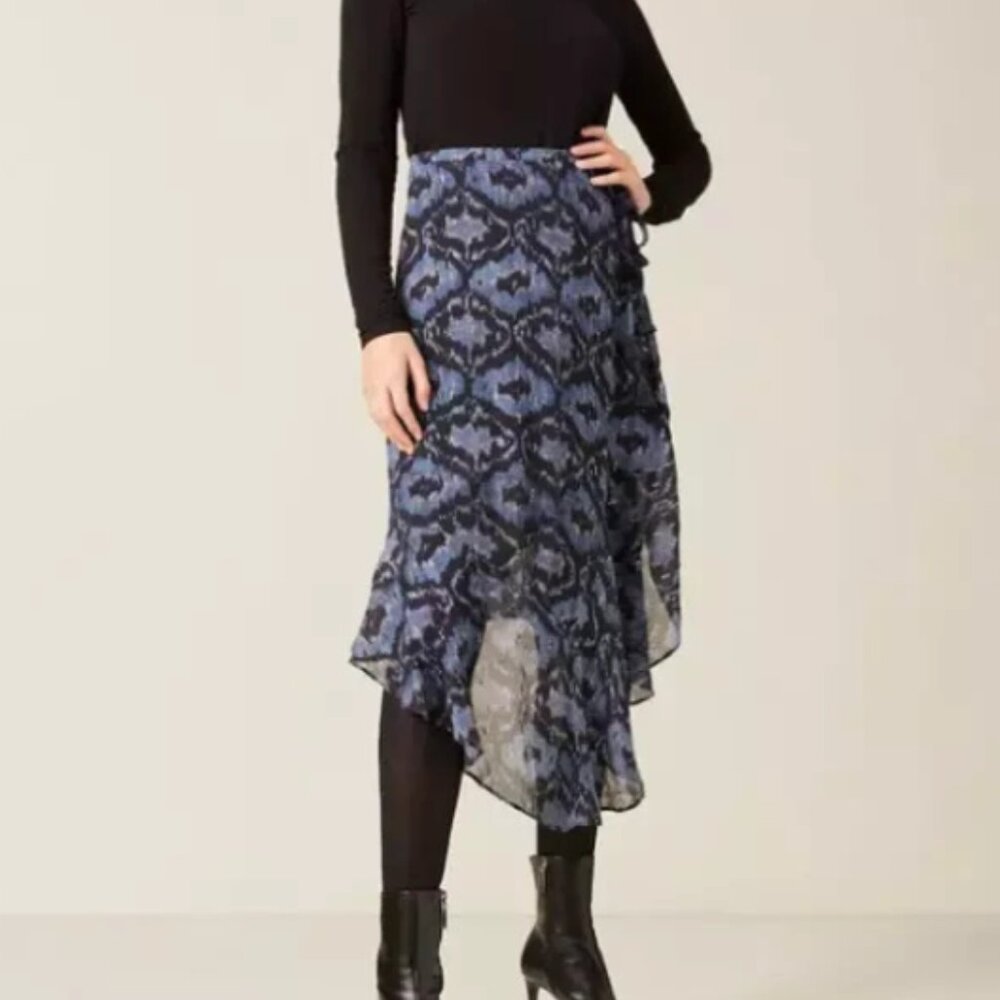 Figue Midi Skirt Wine Papas Maxime Silk Sparkly Asymmetric 4 - Picture 1 of 10